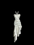 Ndyad White Halter Sheath Satin Prom Dresses Formal Evening Gowns HZ1024