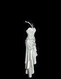 Ndyad White Halter Sheath Satin Prom Dresses Formal Evening Gowns HZ1024