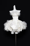Ndyad White Strapless A-Line Satin Short Prom Dresses Homecoming Dress HZ1024