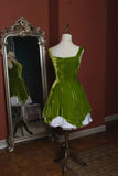 Ndyad Green Square Neck A-Line Velvet Short Prom Dresses Homecoming Dress HZ1024