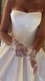 Ndyad White Strapless Bodycon Satin Short Prom Dresses Homecoming Dress with Bow HZ1024