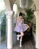 Ndyad Purple Spaghetti Straps A-Line Short Party Dresses Homecoming Dress HZ1024