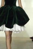 Ndyad Forest Green Square Neck Velvet A-Line Short Ball Gowns Elegant Homecoming Dress HZ1024