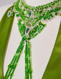 Ndyad Green V-neck Sheath Satin Long Prom Dresses Formal Evening Gowns with Beading HZ1024