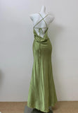 Ndyad Olive Green Spaghetti Straps Mermaid Satin Long Prom Dresses Formal Evening Gowns With Backless HZ1024
