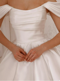 Ndyad White Off-Shoulder A-Line Satin Short Party Dresses Homecoming Dress HZ1024