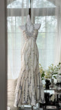 Ndyad White Halter Neck A-Line Chiffon Sequin Long Prom Dresses Formal Evening Gowns HZ1024