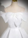 Evafashion White Satin Long Prom Dress, White Long Formal Dress HZ1024