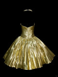 Ndyad Gold Sweetheart Neck A-Line Homecoming Dress Satin Beaded Short Prom Dresses HZ1024