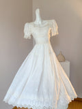 Ndyad White Square Neck A-Line Lace Applique Party Dresses Birthday Evening Gowns HZ1024