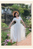 Ndyad White Square Neck A-Line Lace Applique Party Dresses Birthday Evening Gowns HZ1024