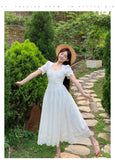 Ndyad White Square Neck A-Line Lace Applique Party Dresses Birthday Evening Gowns HZ1024