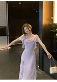 Ndyad Light Purple Straps A-Line Chiffon Ruffle Party Dresses HZ1024