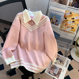 Ndyad style fake two piece polo neck Women's long sleeve sweater HZ1024