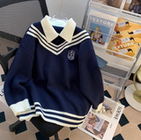 Ndyad style fake two piece polo neck Women's long sleeve sweater HZ1024