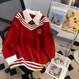 Ndyad style fake two piece polo neck Women's long sleeve sweater HZ1024