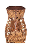 Ndyad Gold Strapless Bodycon Sequin Short Party Dresses Homecoming Dresses HZ1024
