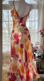 Ndyad Spaghetti Straps Sheath Print Chiffon Prom Dresses Formal Evening Gowns HZ1024