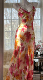 Ndyad Spaghetti Straps Sheath Print Chiffon Prom Dresses Formal Evening Gowns HZ1024