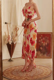 Ndyad Spaghetti Straps Sheath Print Chiffon Prom Dresses Formal Evening Gowns HZ1024