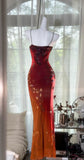 Ndyad Ombre Spaghetti Straps Bodycon Chiffon Beading Long Prom Dresses Formal Evening Gowns HZ1024