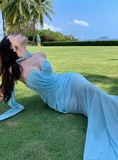 Ndyad Blue Sweetheart Mermaid Chiffon Summer Dress HZ1024