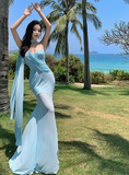 Ndyad Blue Sweetheart Mermaid Chiffon Summer Dress HZ1024