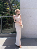 Ndyad Apricot Spaghetti Straps Mermaid Satin Party Dress HZ1024