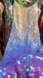 Ndyad Gold Spaghetti Straps Sheath Sequin Long Prom Dresses Formal Evening Gowns HZ1024