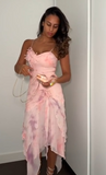 Ndyad Spaghetti Straps Sheath Chiffon Beaded Short Prom Dresses Blush Pink Evening Gowns HZ1024