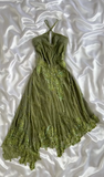 Ndyad Green Halter Sheath Chiffon Beaded Short Prom Dresses with Appliques Vintage Party Dress HZ1024