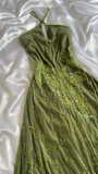 Ndyad Green Halter Sheath Chiffon Beaded Short Prom Dresses with Appliques Vintage Party Dress HZ1024