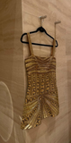 Ndyad Gold Spaghetti Straps Bodycon Beaded Short Prom Dresses Homecoming Dresses HZ1024