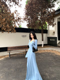 Evafashion style V-neck long-sleeved knitted dress HZ1024