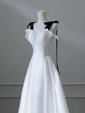 Evafashion Satin White Long Prom Dress, White Long Formal Dress HZ1024