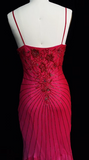 Ndyad Hot Pink Spaghetti Straps Mermaid Beaded Chiffon Long Prom Dresses Elegant Evening Gowns HZ1024
