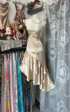 Ndyad Champagne Strapless Mermaid Satin Short Prom Dresses Party Dress HZ1024