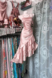 Ndyad Champagne Strapless Mermaid Satin Short Prom Dresses Party Dress HZ1024