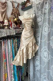 Ndyad Champagne Strapless Mermaid Satin Short Prom Dresses Party Dress HZ1024