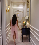 Ndyad Pink Strapless Bodycon Chiffon Short Prom Dresses Party Dress HZ1024