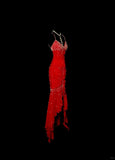 Ndyad Red Spaghetti Straps Mermaid Chiffon Long Prom Dresses Vintage Evening Gowns with Beading HZ1024