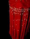 Ndyad Red Spaghetti Straps Mermaid Chiffon Long Prom Dresses Vintage Evening Gowns with Beading HZ1024