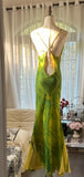 Ndyad Green Spaghetti Straps Mermaid Chiffon Long Prom Dresses Elegant Evening Gowns with Beading HZ1024