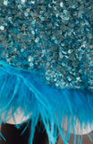 Ndyad Blue Strapless A-Line Sequin Short Party Dresses Homecoming Dresses HZ1024