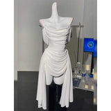Ndyad White Off Shoulder Sheath Chiffon Short Prom Dresses Fashion Homecoming Dresses HZ1024