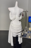 Ndyad White Off Shoulder Sheath Chiffon Short Prom Dresses Fashion Homecoming Dresses HZ1024