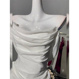 Ndyad White Off Shoulder Sheath Chiffon Short Prom Dresses Fashion Homecoming Dresses HZ1024