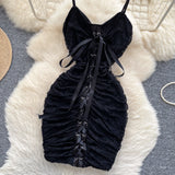 Ndyad Spaghetti Straps Bodycon Lace Short Party Dress Cocktail Dress HZ1024