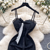 Ndyad Purple Spaghetti Strap Bodycon Lace Short Party Dress HZ1024