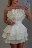 Ndyad Strapless A-Line Short Stunning Prom Dress Fashion Homecoming Dress with Pleats HZ1024
